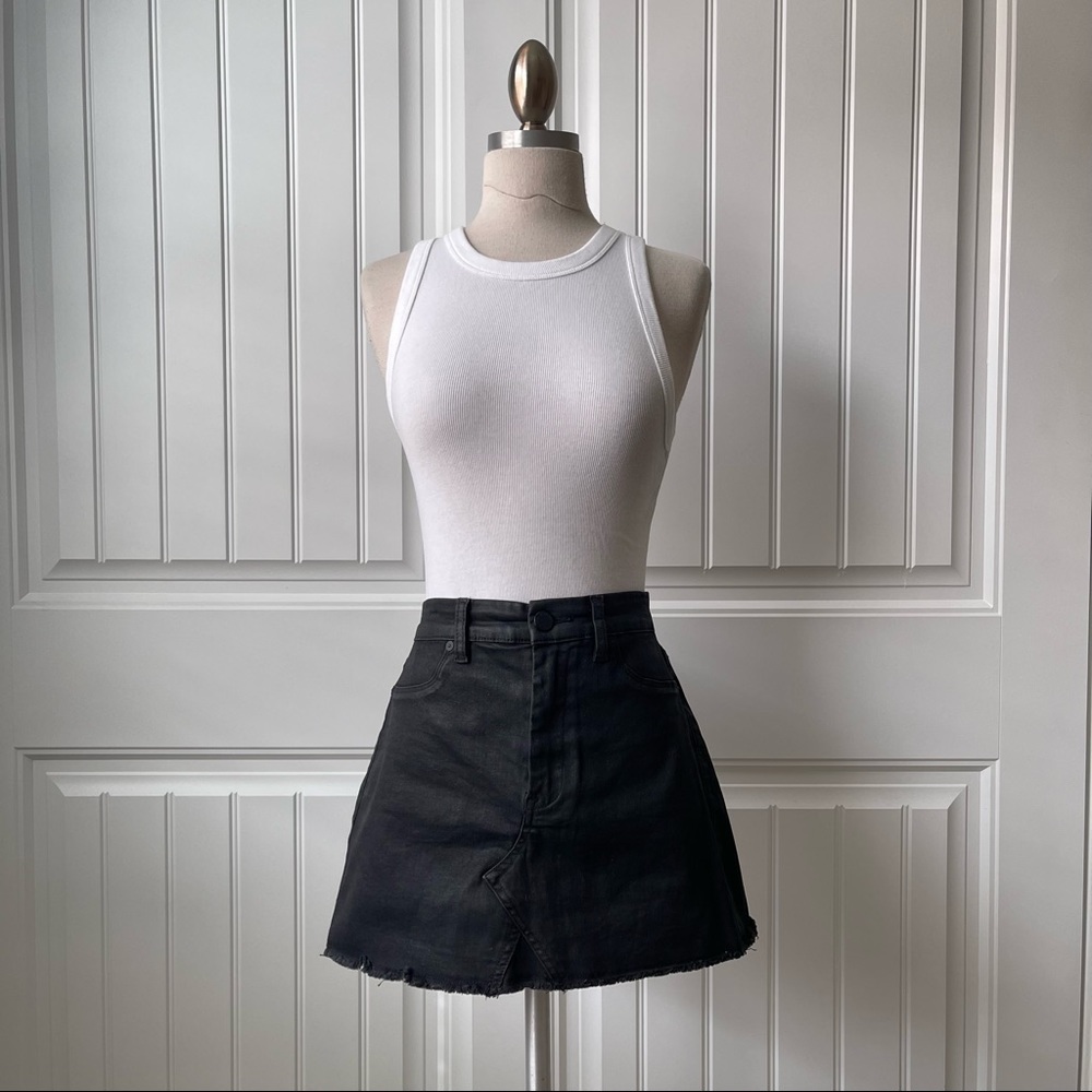 [Blank NYC] Coated Black Denim Mini Skirt